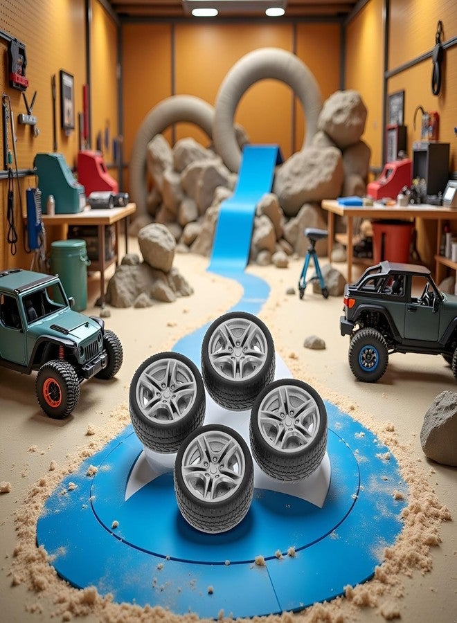 Pxiryanlow 4Pcs Black Tires,48mm Simulation Rubber Wheel Tire Wheel Toy Model DIY RC Spare Parts Easy Installation Small in Size,Tire and Wheel Sets,Remote and App Controlled Vehicles and Parts,Wheels and Tires - Image 3